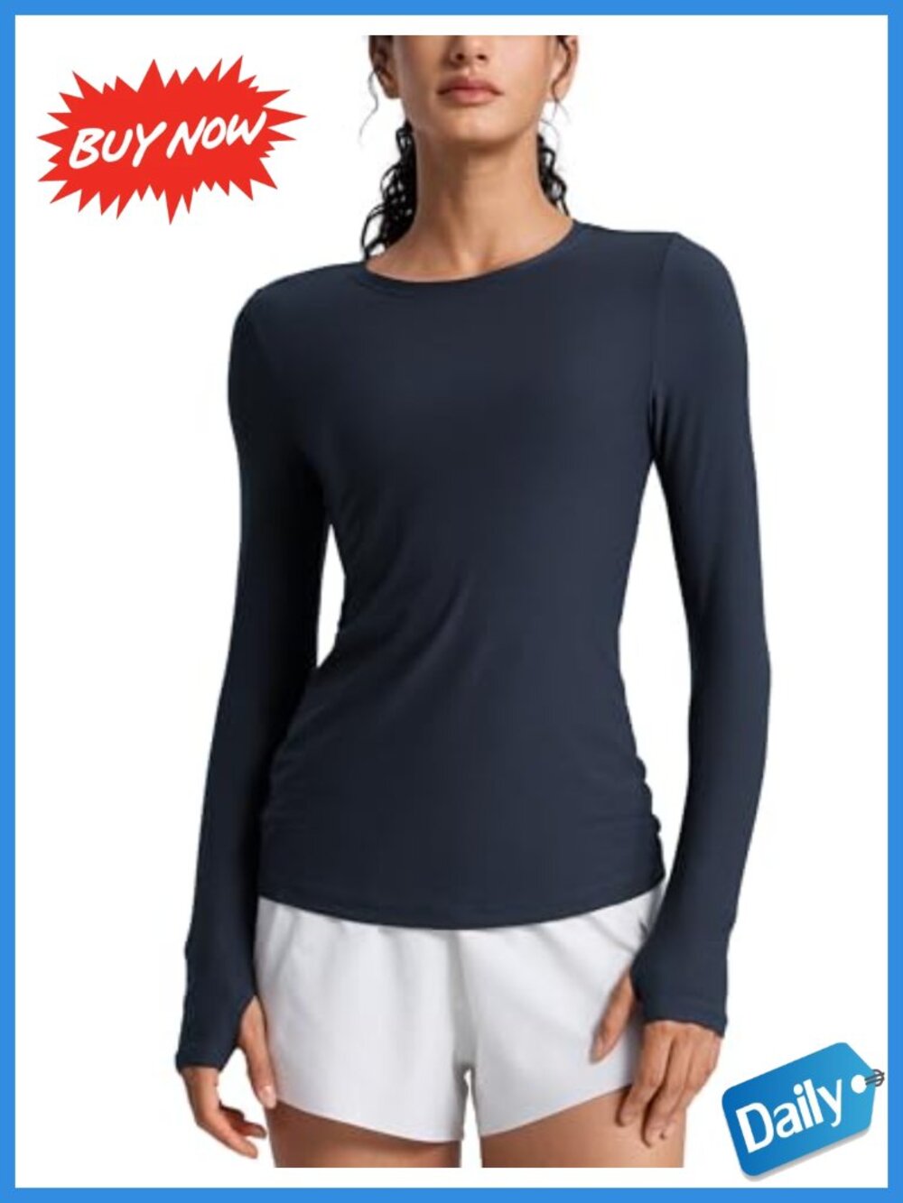 CRZ YOGA Cloudweight Crewneck Long Sleeve Active Top Fitted Thumbholes